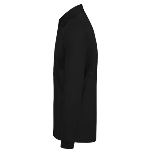 Schwarzes Baumwoll-Poloshirt mit langen rmeln fr Herren.
