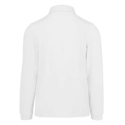 Weisses Baumwoll-Poloshirt mit langen rmeln fr Herren.