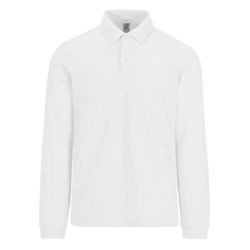 Weisses Baumwoll-Poloshirt mit langen rmeln fr Herren.