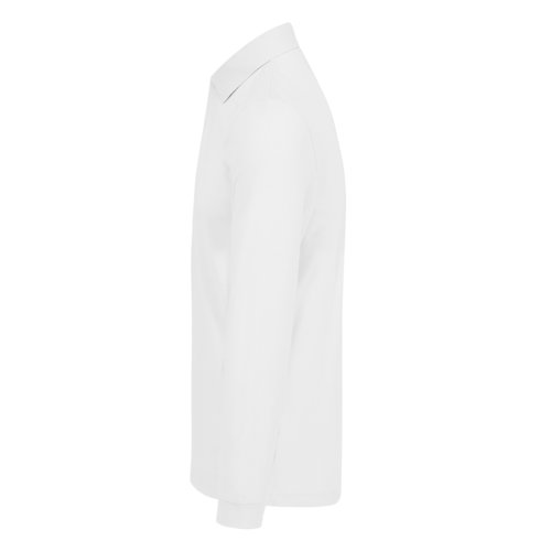 Weies Baumwoll-Poloshirt mit langen rmeln fr Herren.