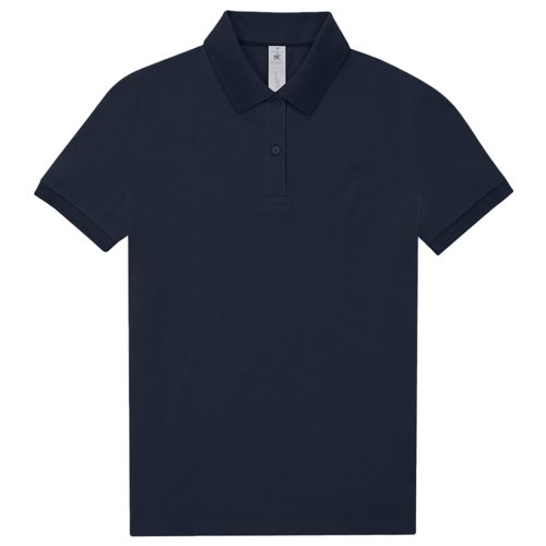 Marineblaues Baumwoll-Poloshirt fr Damen mit kurzer Knopfleiste.