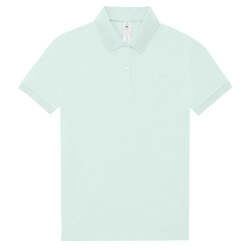 Mintgrnes Baumwoll-Poloshirt mit kurzer Knopfleiste.