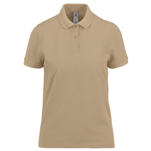 Braunes Baumwoll-Poloshirt fr Damen mit kurzer Knopfleiste.