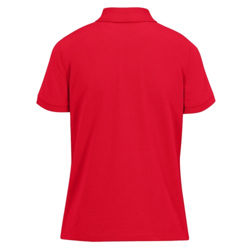 Rotes Damen Poloshirt aus Baumwolle mit kurzen rmeln.