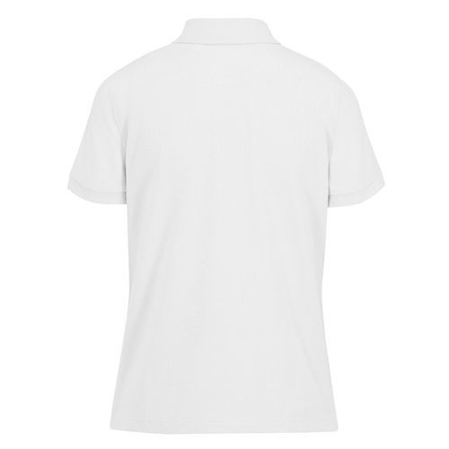 Weisses Baumwoll-Poloshirt fr Damen mit kurzen rmeln.