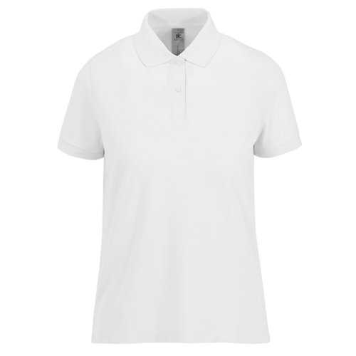 Weisses Baumwoll-Poloshirt fr Damen mit kurzer Knopfleiste.