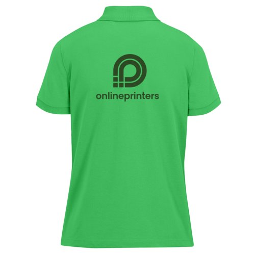 Grnes Baumwoll-Poloshirt fr Damen mit kurzer Knopfleiste.