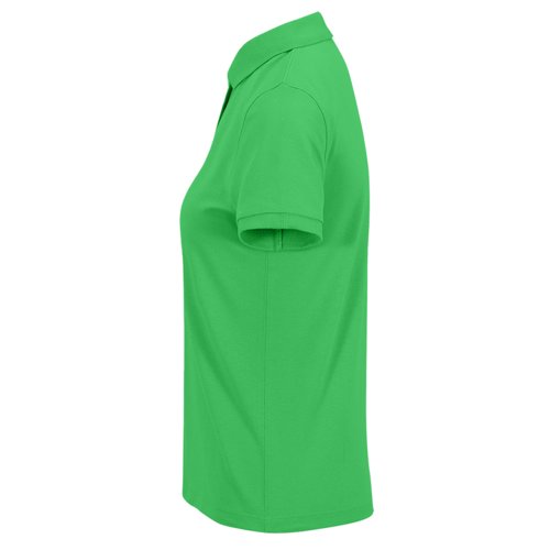 Grnes Damen-Poloshirt aus Baumwolle mit kurzem rmel.