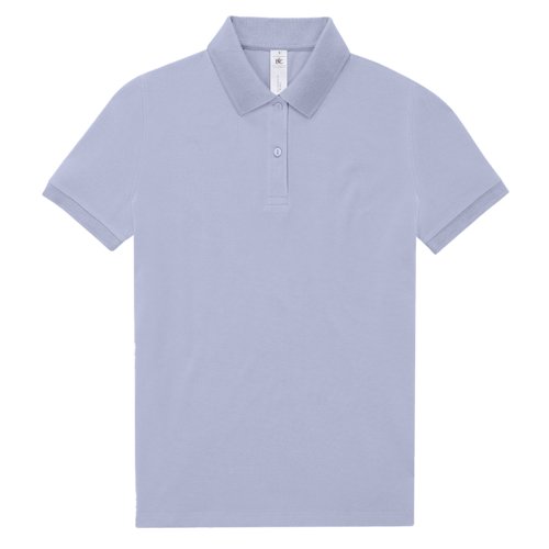 Violettes Baumwoll-Poloshirt fr Damen mit kurzer Knopfleiste.