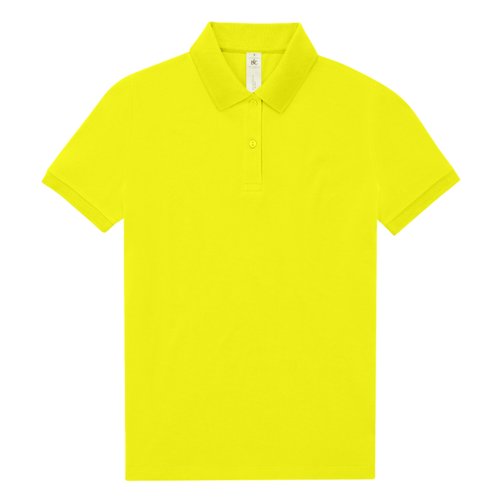Apfelgrnes Baumwoll-Poloshirt fr Damen mit kurzer Knopfleiste.