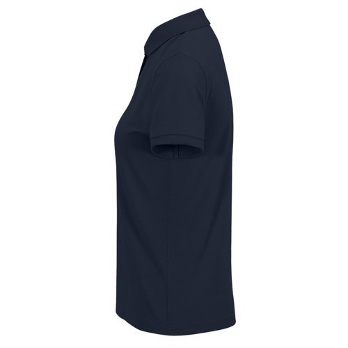 Marineblaues Damen-Poloshirt aus Baumwollmischgewebe mit kurzem rmel.