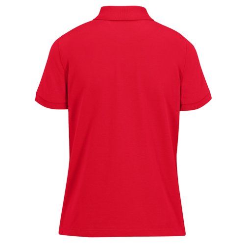 Rotes Polohemd aus recyceltem Polyester und Baumwolle fr Damen.