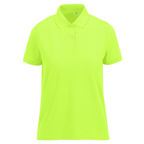 Apfelgrnes Damen-Poloshirt aus recyceltem Polyester und Baumwolle mit kurzer Knopfleiste.