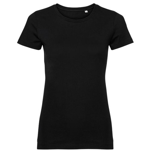 Schwarzes Damen T-Shirt aus Bio-Baumwolle mit kurzen rmeln.