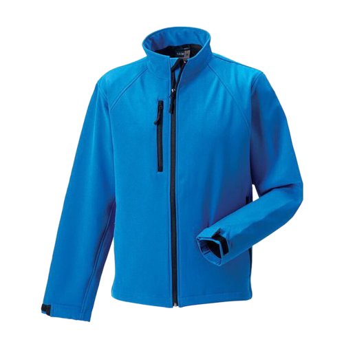 Azurblaue Softshelljacke aus Polyester und Elasthan fr Herren.