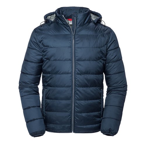 Marineblaue Steppjacke aus Polyester mit Kapuze fr Herren.