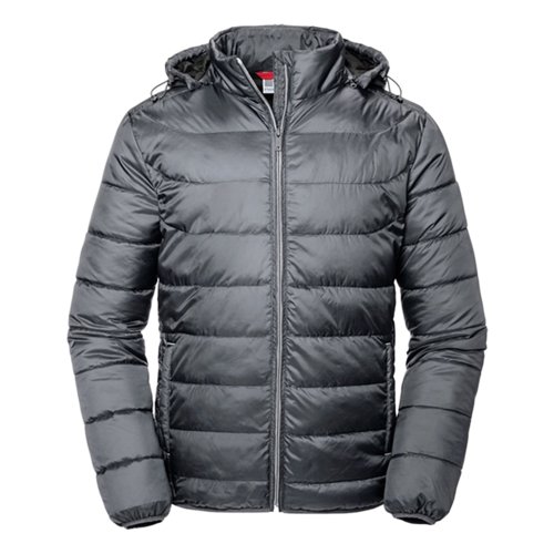 Graue Steppjacke aus Polyester mit Kapuze fr Herren.