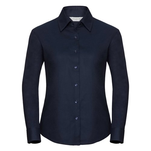 Marineblaue Bluse aus Baumwollmischgewebe mit langen rmeln.