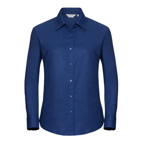 Blaue Bluse aus Baumwollmischgewebe mit langen rmeln.