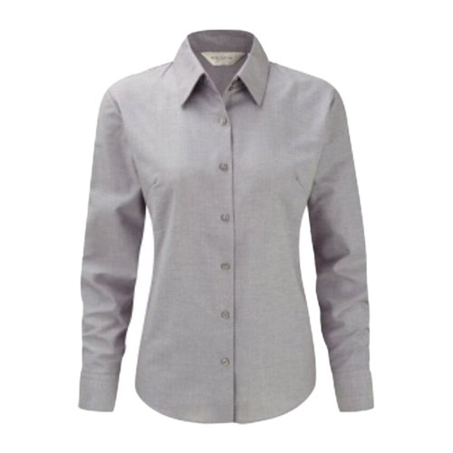Graue Bluse aus Baumwollmischung mit langen rmeln und Knopfleiste.