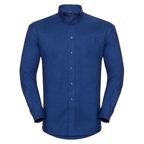 Blaues Baumwoll-Polyester-Hemd fr Herren mit langen rmeln.