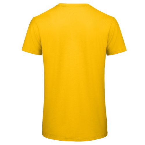 Goldgelbes T-Shirt aus Bio-Baumwolle mit kurzen rmeln.