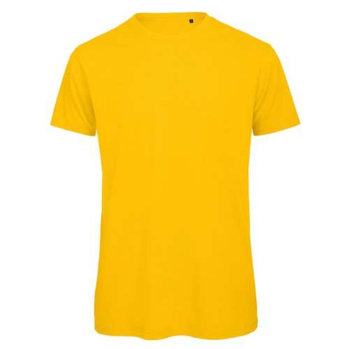 Goldgelbes T-Shirt aus Bio-Baumwolle mit kurzen rmeln.