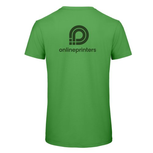 Grnes Baumwoll-T-Shirt mit kurzen rmeln und Rundhalsausschnitt.