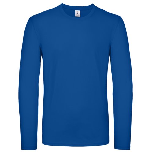 Knigsblaues Baumwoll-Langarmshirt fr Herren.