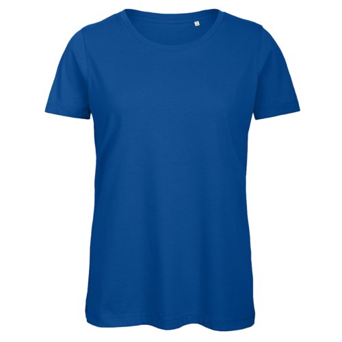 Royalblaues Bio-Baumwoll T-Shirt fr Damen mit kurzen rmeln.