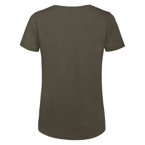 Khaki Baumwoll-T-Shirt fr Damen mit kurzen rmeln.