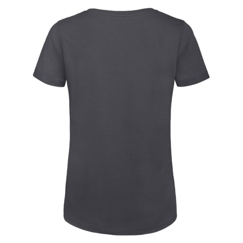 Dunkelgraues Damen T-Shirt aus Bio-Baumwolle mit kurzen rmeln.