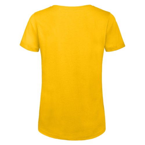 Goldgelbes Damen T-Shirt aus Bio-Baumwolle mit kurzen rmeln.