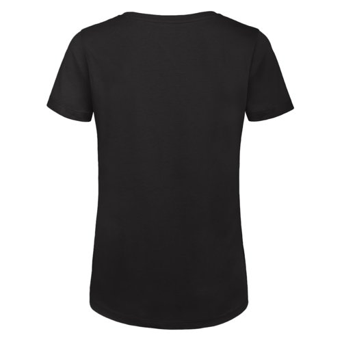 Schwarzes Damen T-Shirt aus Bio-Baumwolle mit kurzen rmeln.