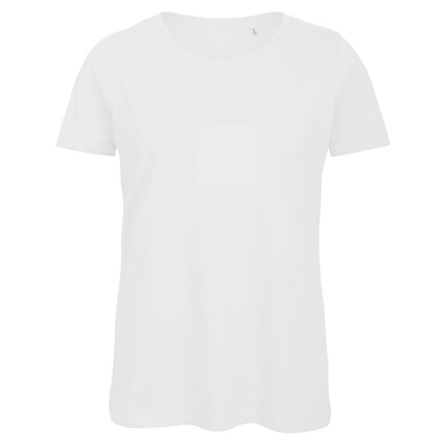 Weies Damen T-Shirt aus Bio-Baumwolle mit kurzen rmeln.