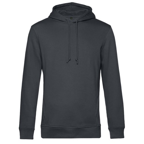Dunkelgrauer Hoodie aus Bio-Baumwolle und recyceltem Polyester mit Kapuze.