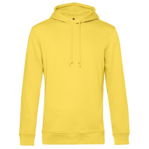 Gelber Baumwoll-Polyester-Hoodie mit Kapuze und Kordelzug fr Herren.