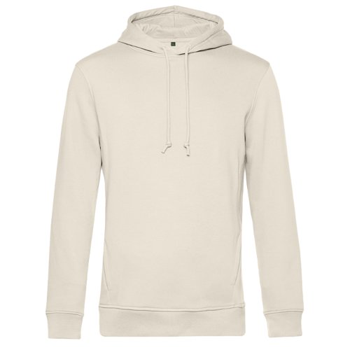 Beiger Hoodie aus Baumwollmischgewebe mit Kapuze und Kordelzug.