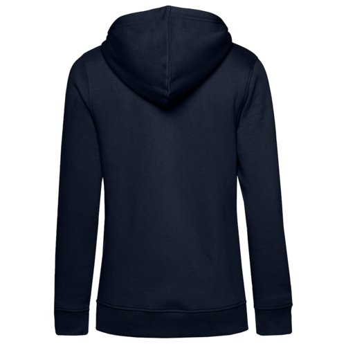 Marineblauer Damen-Hoodie aus Bio-Baumwolle und recyceltem Polyester.