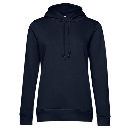 Marineblauer Hoodie aus Bio-Baumwolle und recyceltem Polyester mit Kapuze.