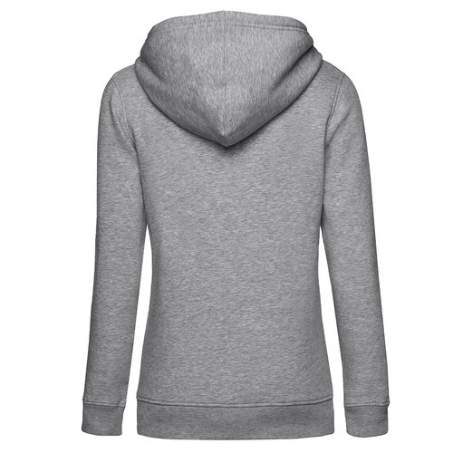 Grau melierter Baumwoll-Polyester-Hoodie fr Damen mit Kapuze.