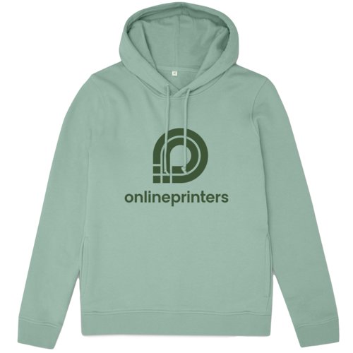 Mintgrner Damen-Hoodie aus Baumwollmischgewebe mit Kapuze und Kordelzug.