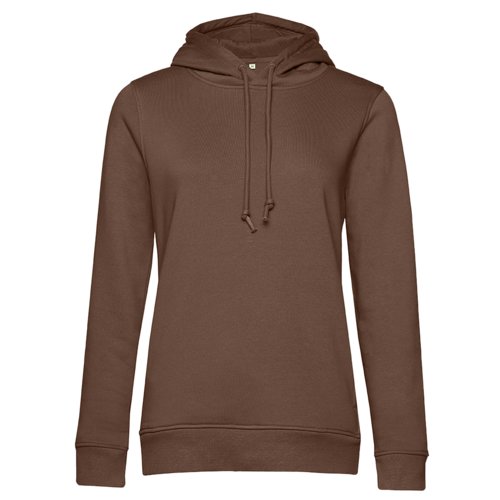 Brauner Baumwoll-Polyester-Hoodie mit Kapuze und Kordelzug.