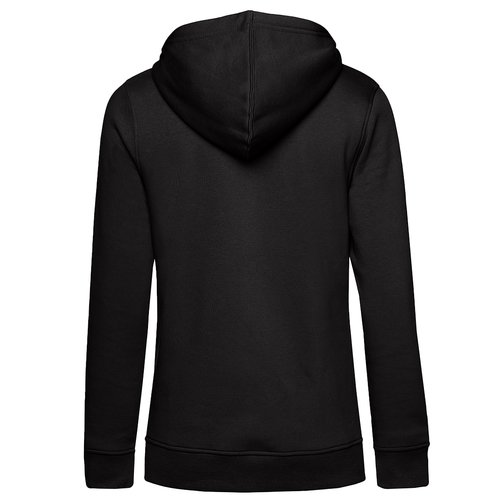 Schwarzer Damen-Hoodie aus Baumwollmischgewebe mit Kapuze.