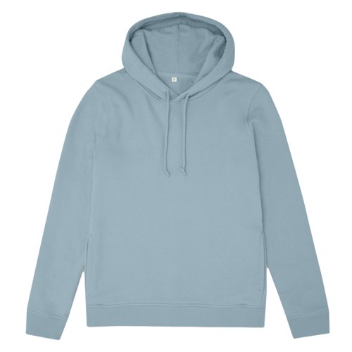 Hellblauer Hoodie aus Baumwollmischung mit Kapuze und Kordelzug.