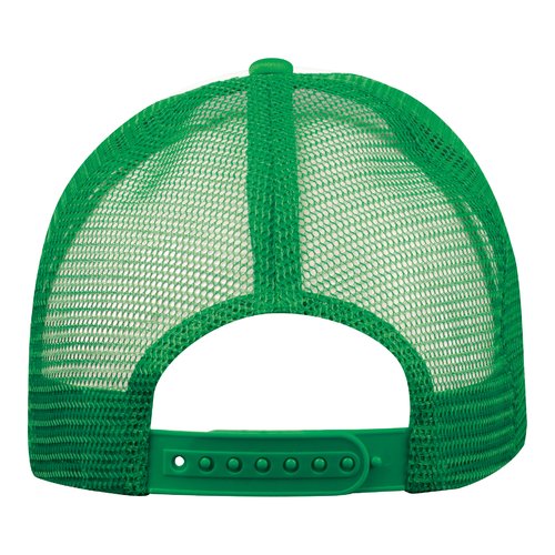 Grne Trucker Cap aus atmungsaktivem Netzmaterial mit verstellbarem Verschluss.