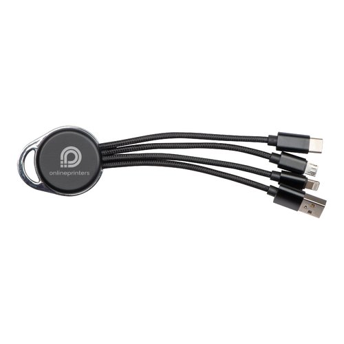 Schwarzes Kabel-Set mit verschiedenen Anschlssen und Schlsselring.