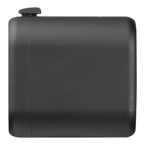 Schwarzer Reiseadapter mit Stecker.