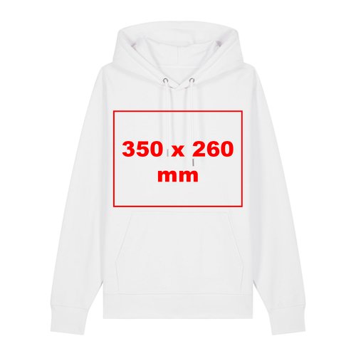 Weier Hoodie aus Stoff mit Kapuze und Kngurutasche.