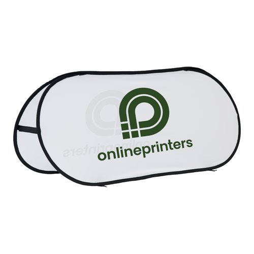 Weier Textil Beachbanner in horizontaler Ausrichtung.
